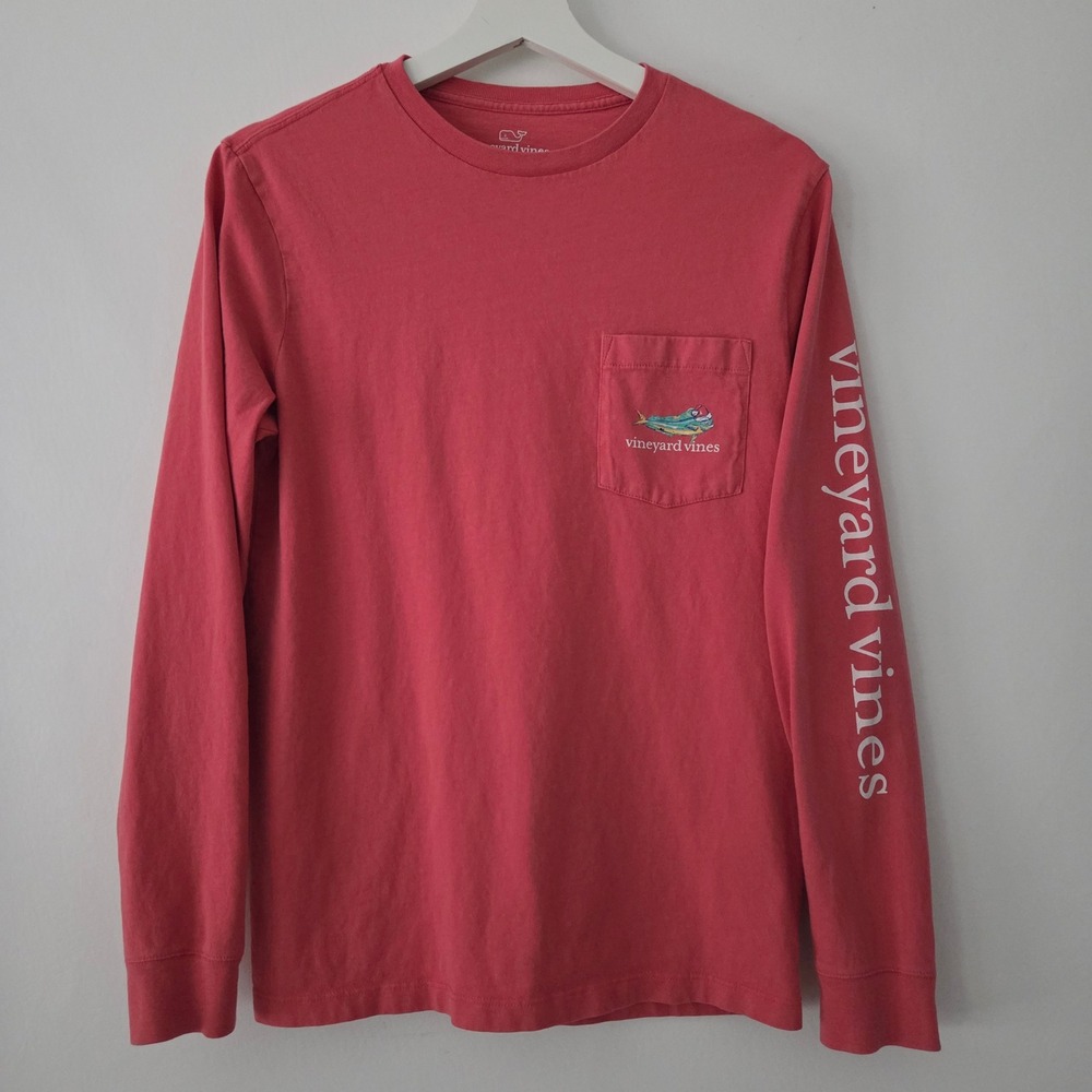 Vineyard Vines Womens Long Sleeve Mahi Christmas T Shirt Graphic Tee Red Size XS - Picture 2 of 6